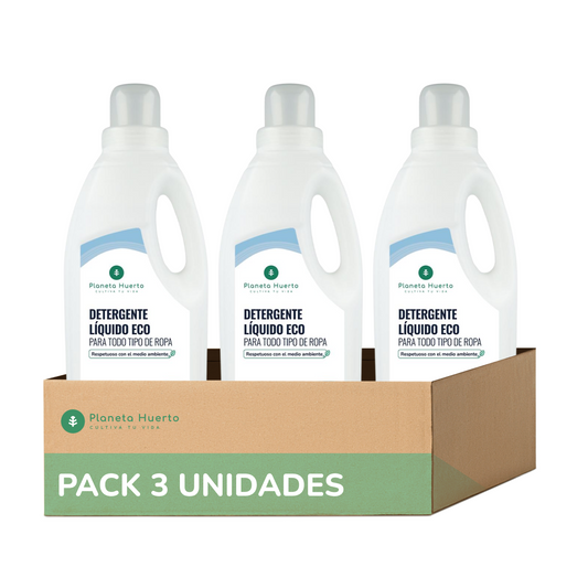 Pack 3xDetergente Líquido Ropa ECO Aroma natural a ropa limpia Planeta Huerto   1,5 Litros