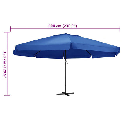 Vidaxl Sombrilla De Jardín Con Palo De Aluminio Azul Azure 600 Cm_2