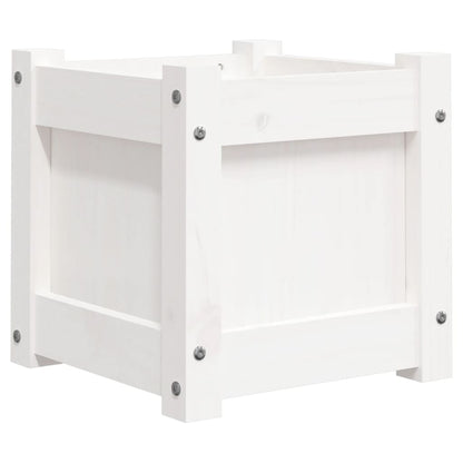 Jardinera De Madera Maciza De Pino Blanca 31x31x31 Cm_0