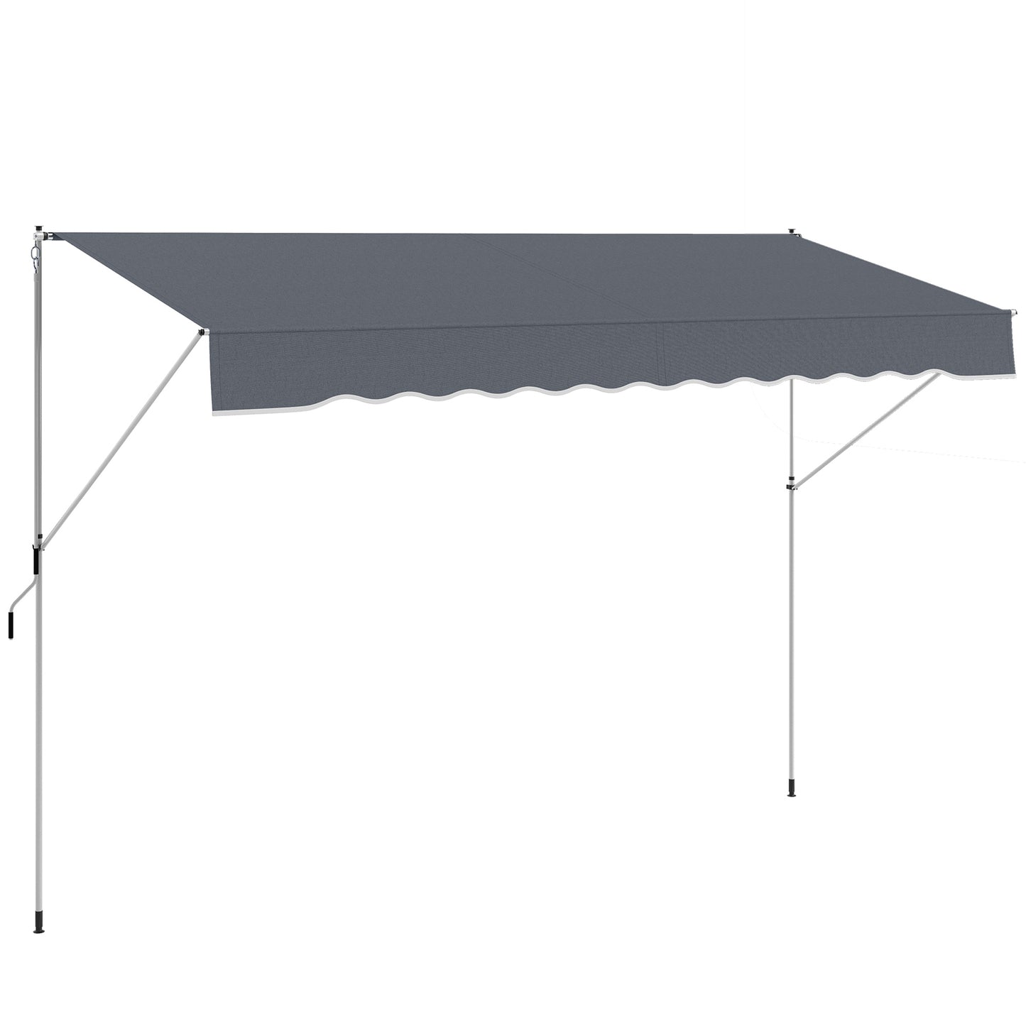 Outsunny Toldo Manual Retráctil Exterior 400x120x170-280 Cm Gris Oscuro_0