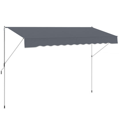 Outsunny Toldo Manual Retráctil Exterior 400x120x170-280 Cm Gris Oscuro_0