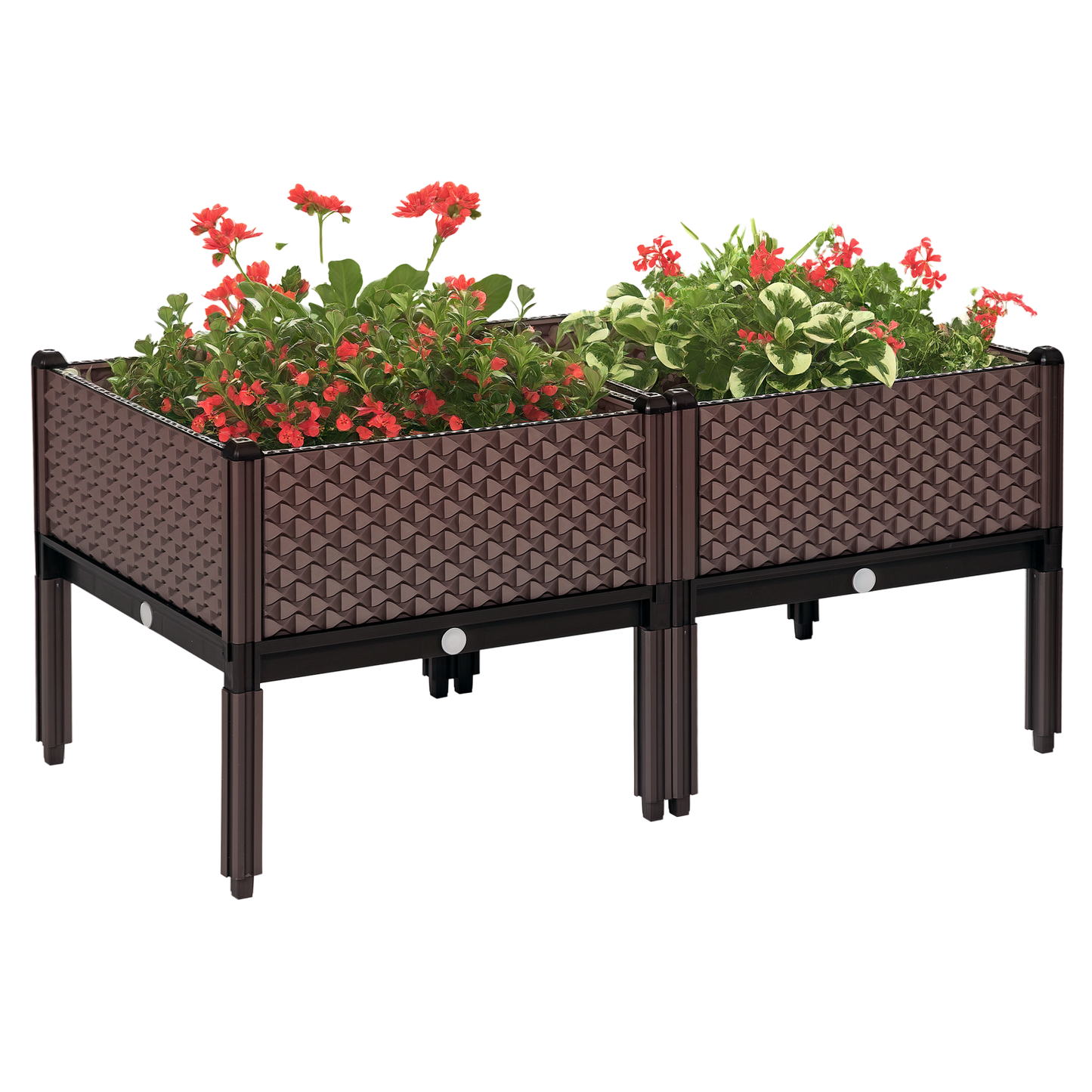 Outsunny Juego De 2 Jardineras De Exterior Elevadas 50x50x46,5 Cm Marrón_0