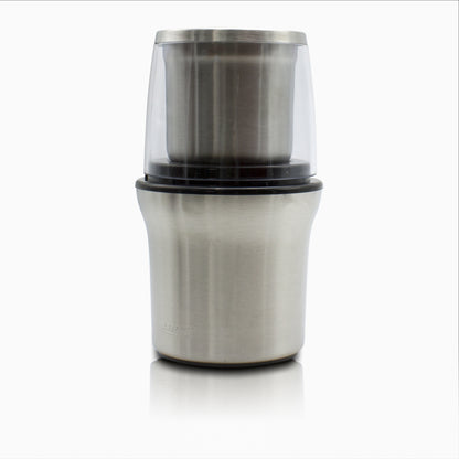 Molinillo Café Eléctrico, Picador Multiusos, Doble Cuchilla Corte Y 2 Vasos En Acero Inox, Función Pulso Mpm Mmk-06m, Plata, 200w_0