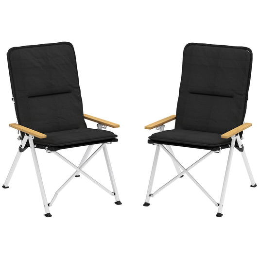 Outsunny 2 Sillas De Camping Plegables De Aluminio Con Respaldo Ajustable Negro_0