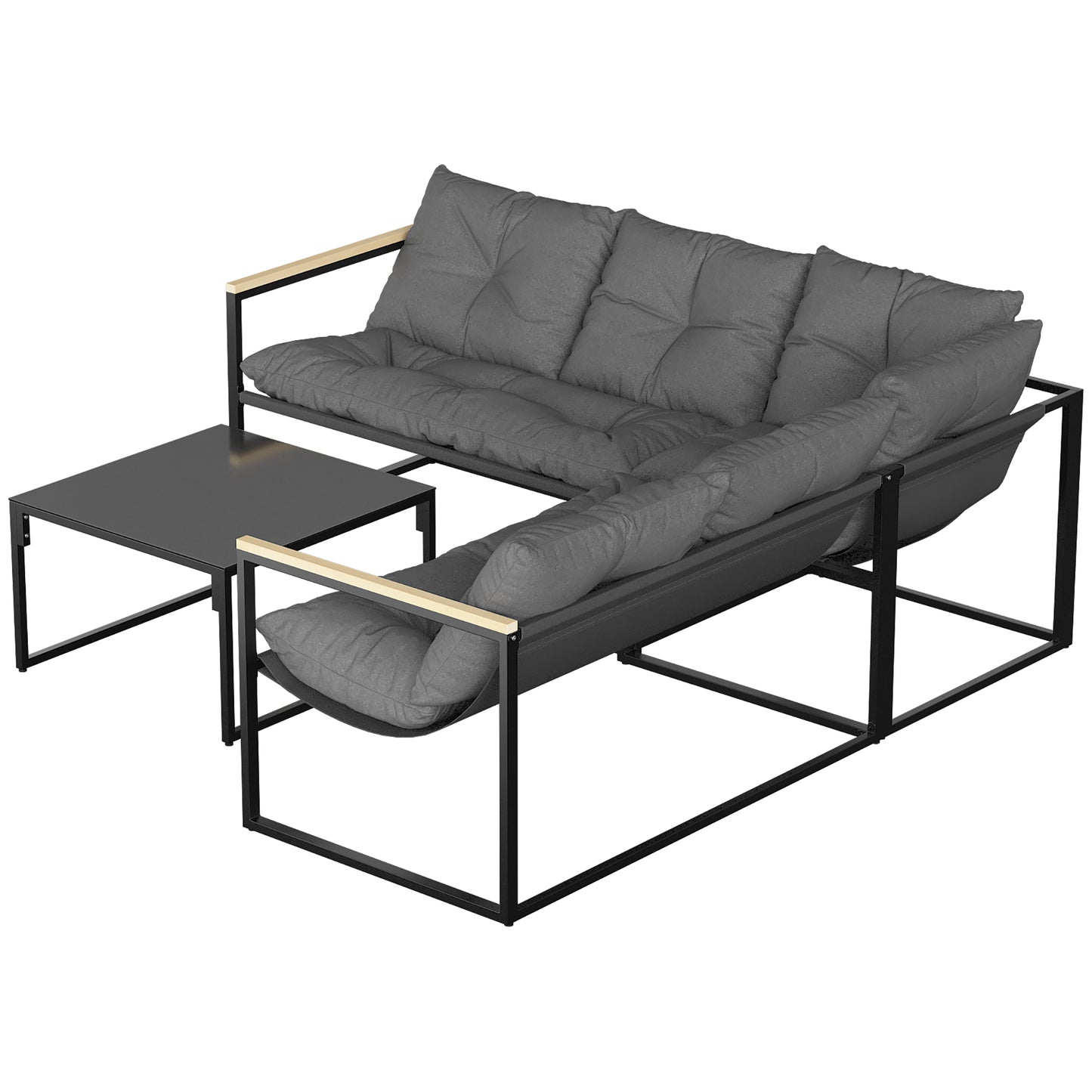 Outsunny Conjunto De Jardín Exterior De 4 Piezas En Forma De L Con Cojines Gris_4