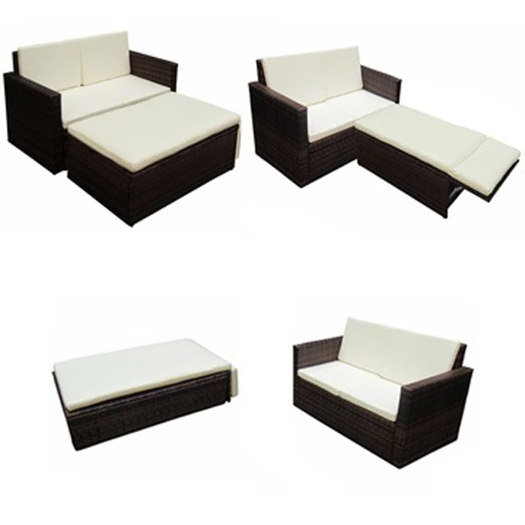 Vidaxl Set Muebles De Jardín 2 Piezas Y Cojines Ratán Sintético Marrón_3