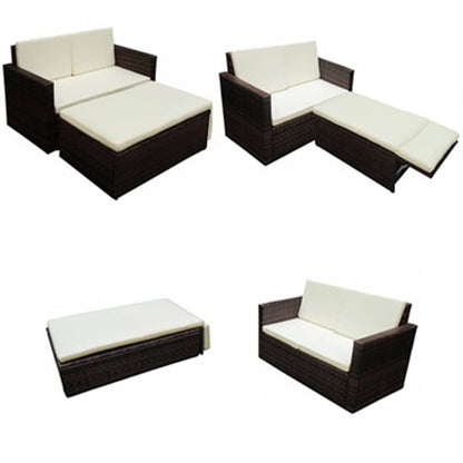 Vidaxl Set Muebles De Jardín 2 Piezas Y Cojines Ratán Sintético Marrón_3