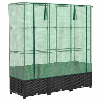 Arriate Con Cubierta Invernadero Aspecto Ratán 120x40x138 Cm_0