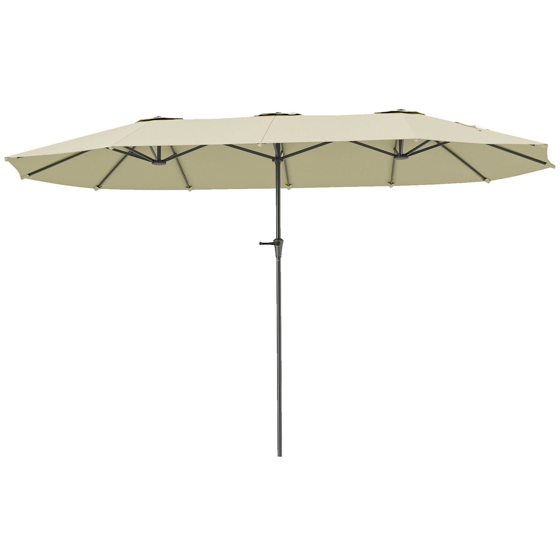 Outsunny Sombrilla Doble 4x2,2 M Con Manivela Manual Impermeable Crema_0
