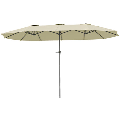 Outsunny Sombrilla Doble 4x2,2 M Con Manivela Manual Impermeable Crema_0