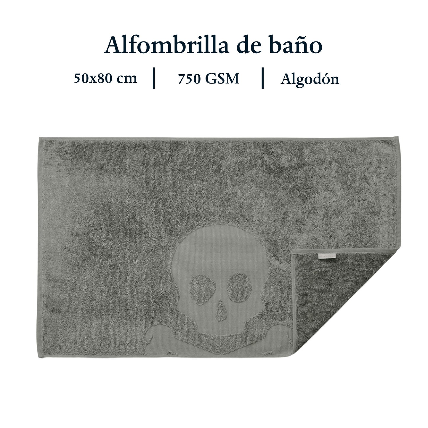 Alfombra De Baño Calavera 50x80cm 100% Algodón 750gsm Verde Scalpers Home_1