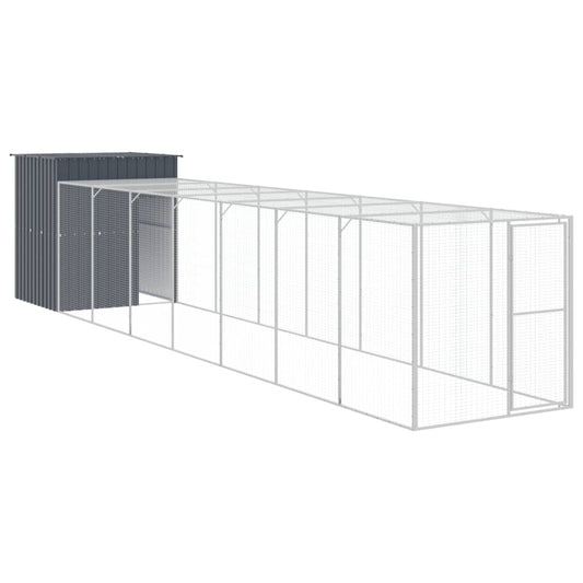Vidaxl Gallinero Con Corral Acero Galvanizado Gris 165x863x181 Cm_0