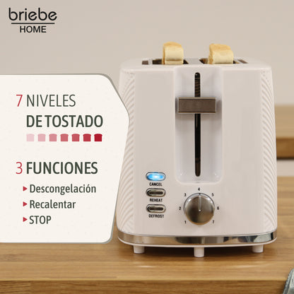 Briebe Elegance Tostadora Pan Ranura Ancha, Tostador 2 Rebanadas 7 Niveles Tostado, Calientapanecillos, Ta1169wht,blanco_2