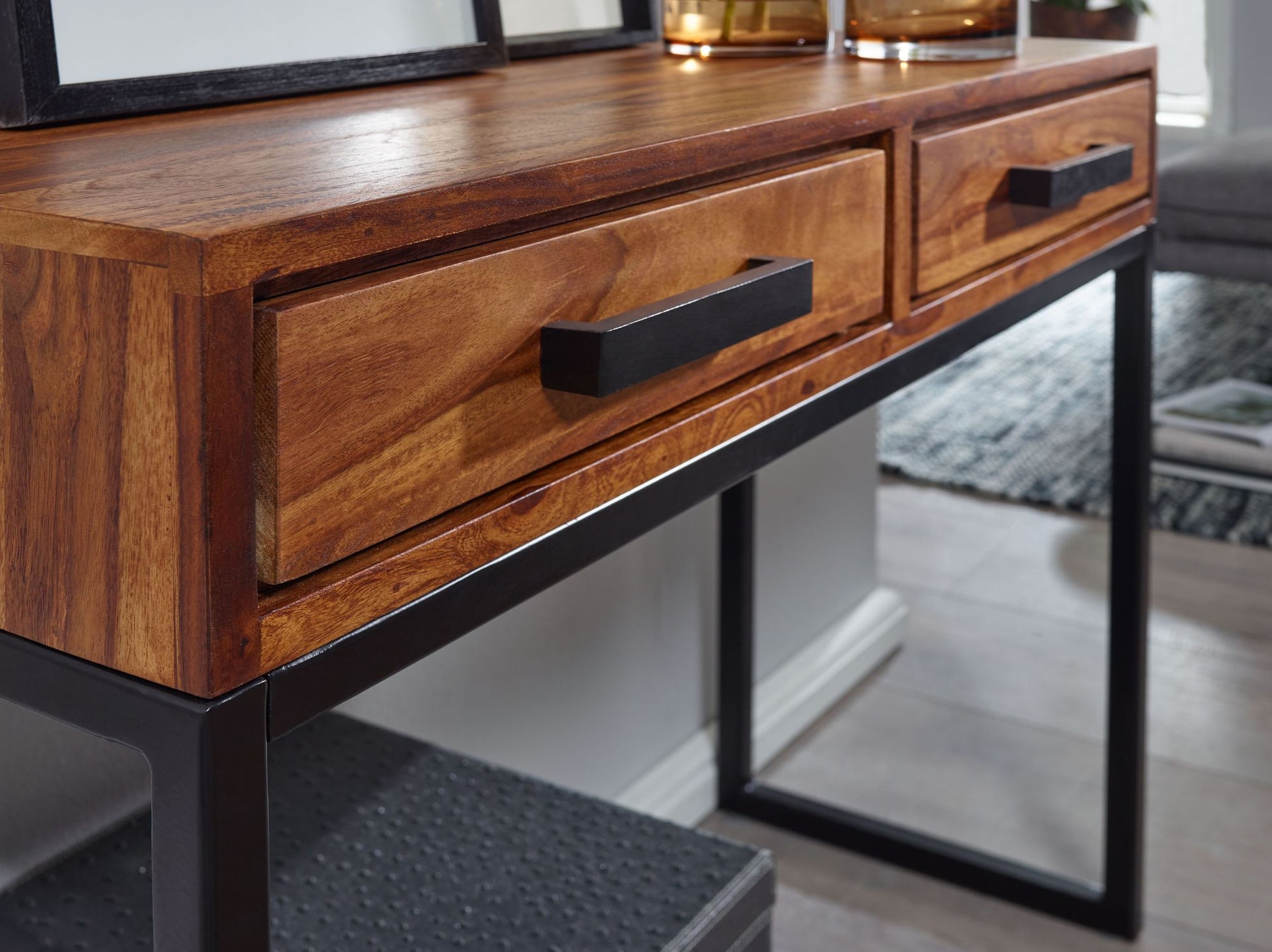 Consola Sheesham Madera / Metal De 90x76x36 Cm_4