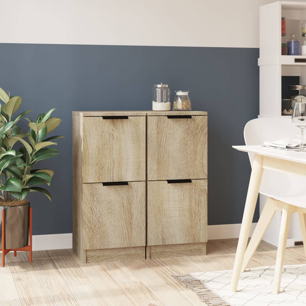 Aparadores 2 Uds Madera Contrachapada Roble Sonoma 30x30x70 Cm / Vetonek_0