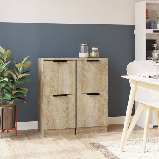 Aparadores 2 Uds Madera Contrachapada Roble Sonoma 30x30x70 Cm / Vetonek_0