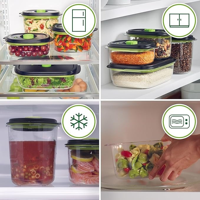 Pack de 3 recipientes de envasado al vacío New Fresh Container 0,7+1,2+1,7L FFC026X Foodsaver