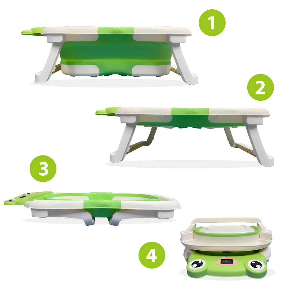 Bathby Bañera Plegable Para Bebés Recién Nacidos, Cojín Rana, Termómetro, Patas Antideslizantes (verde Rana)_2