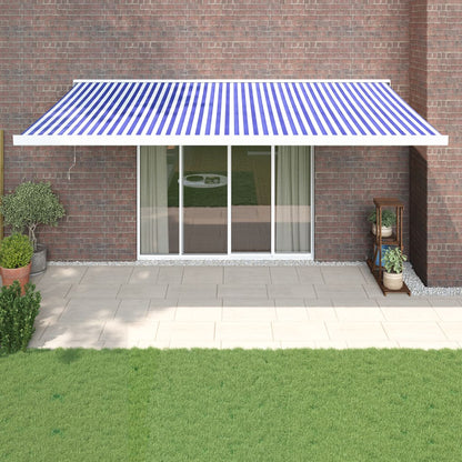 Toldo Retráctil Aluminio Y Tela Azul Y Blanco 5x3 M_1