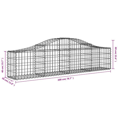 Cestas De Gaviones 13 Uds Forma De Arco Hierro 200x30x40/60 Cm_5