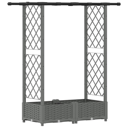 Cama Elevada Con Trellis Y Techo Gris Claro 122,5 X 40 X 121 Cm_0
