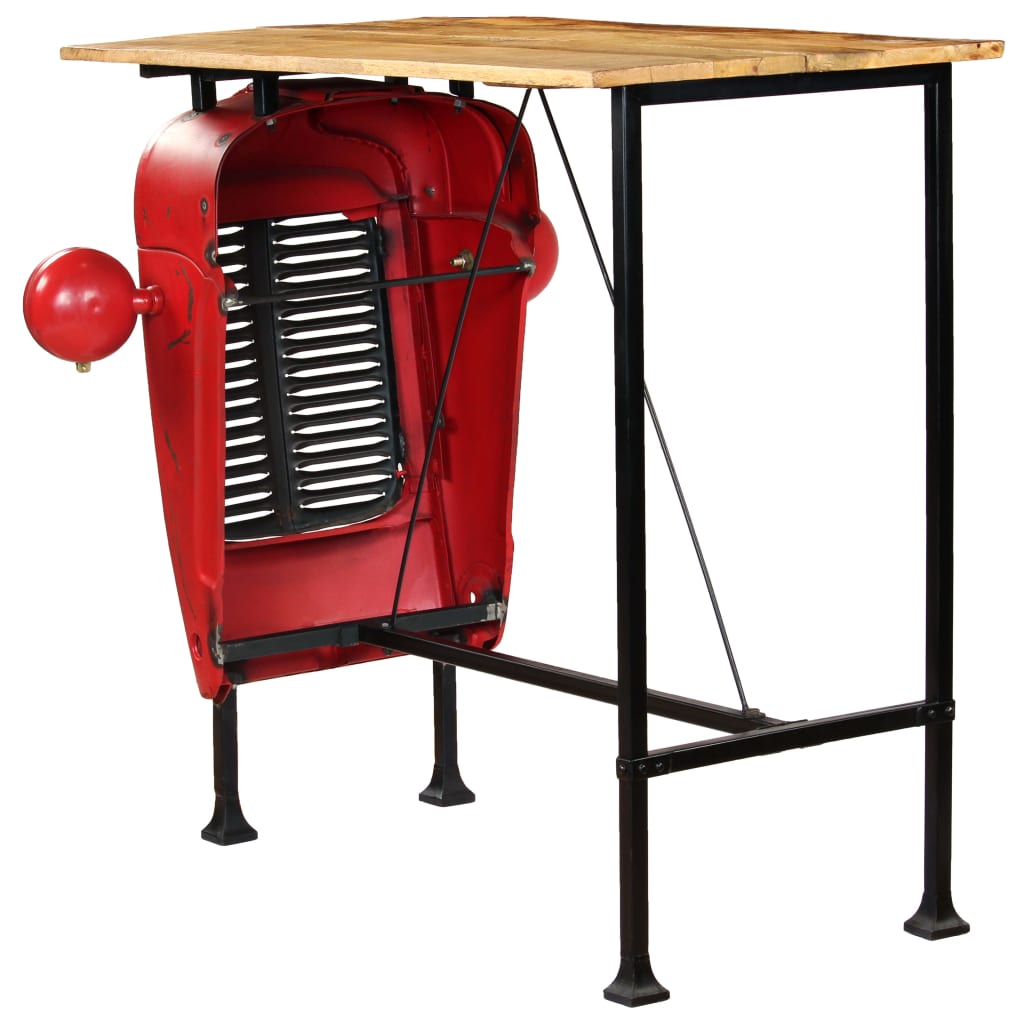 Mesa De Bar De Tractor Madera Maciza Mango Rojo 60x150x107 Cm_2