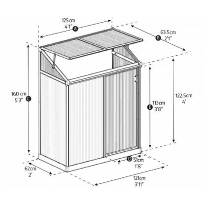 Invernadero adosado Lean To 125x63.5x160 cm