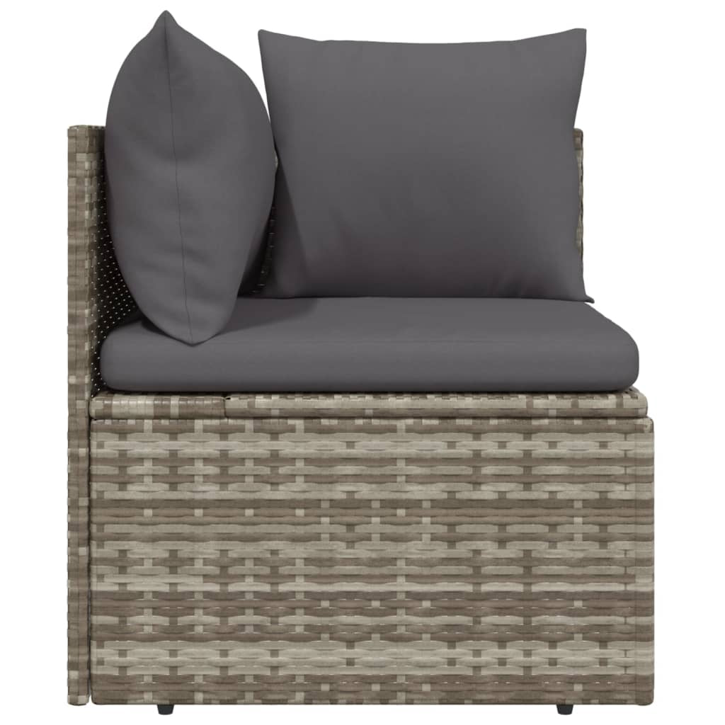 Vidaxl Sofá De Esquina De Jardín Con Cojín Ratán Pe Gris 57x57x56 Cm_4