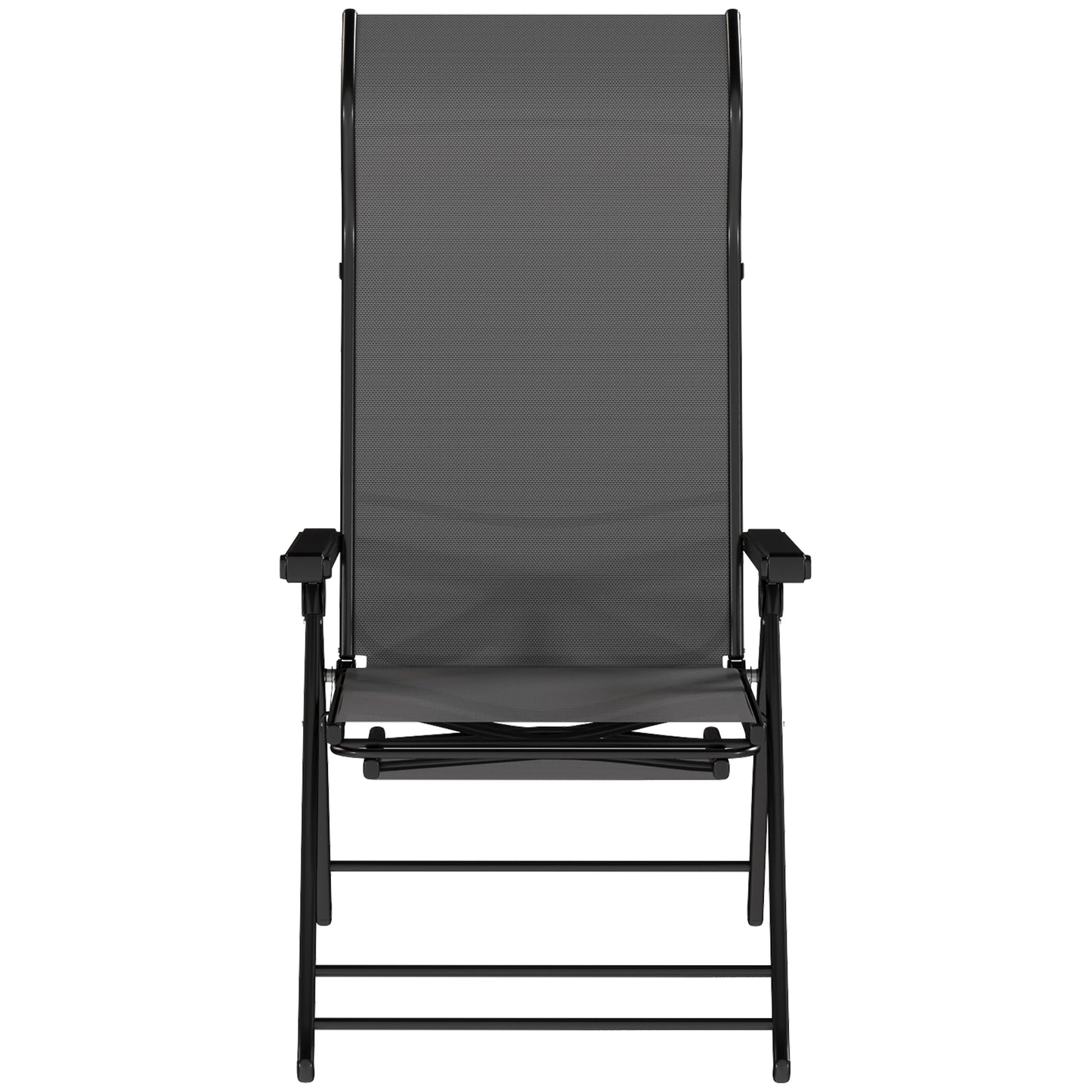 Outsunny Pack De 2 Sillas Plegables Reclinables Con Respaldo Alto Ajustable Gris_4
