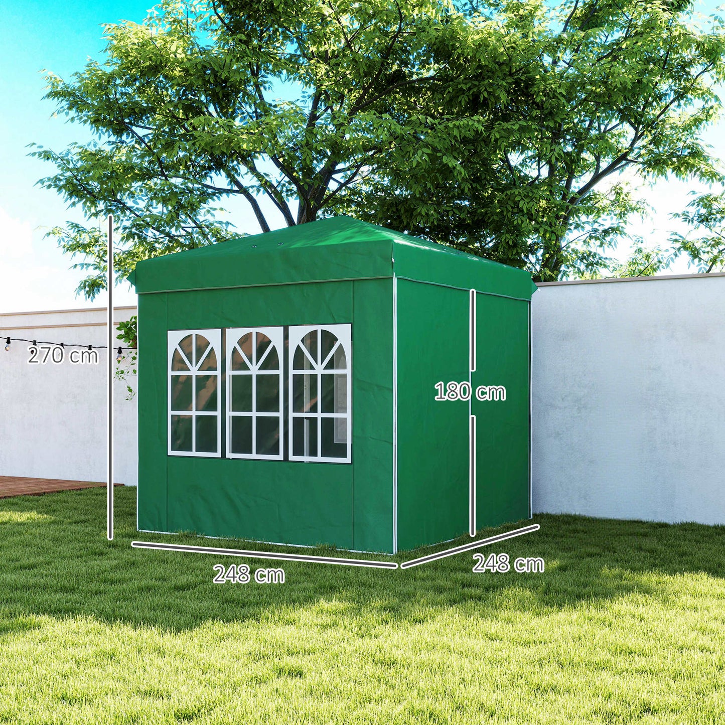 Outsunny Carpa Plegable Pop-up 2,5x2,5 M Con 4 Paredes Laterales Anti-uv Verde_2