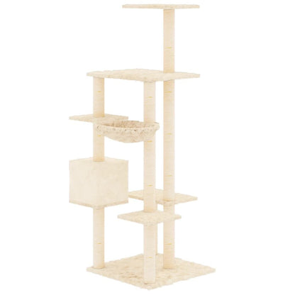 Vidaxl Rascador Para Gatos Con Postes De Sisal Color Crema 142 Cm_4