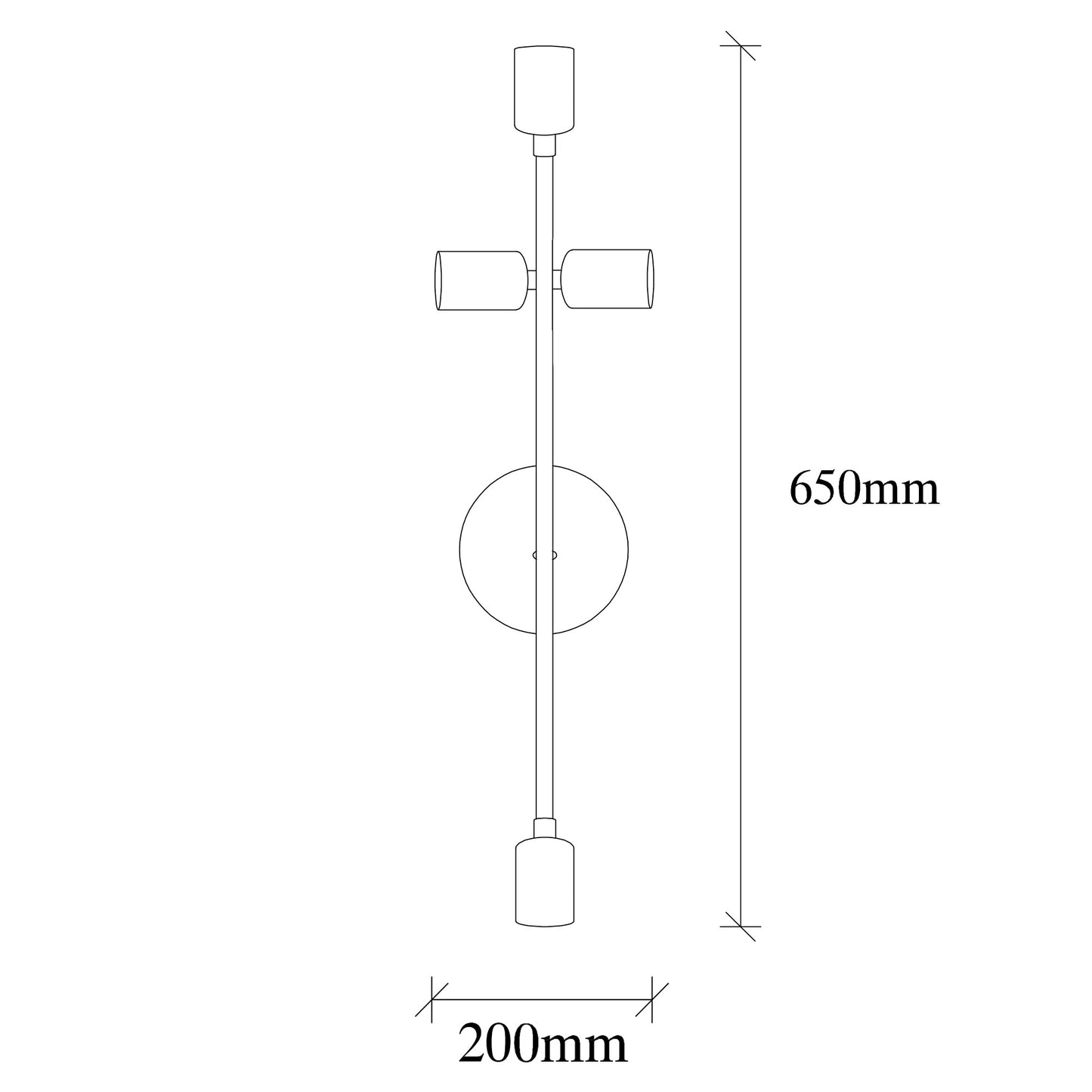 Aplique De Pared, Metal , Negro, 20x15x62, Casquillo 4 X E 27 Max 40 W_1
