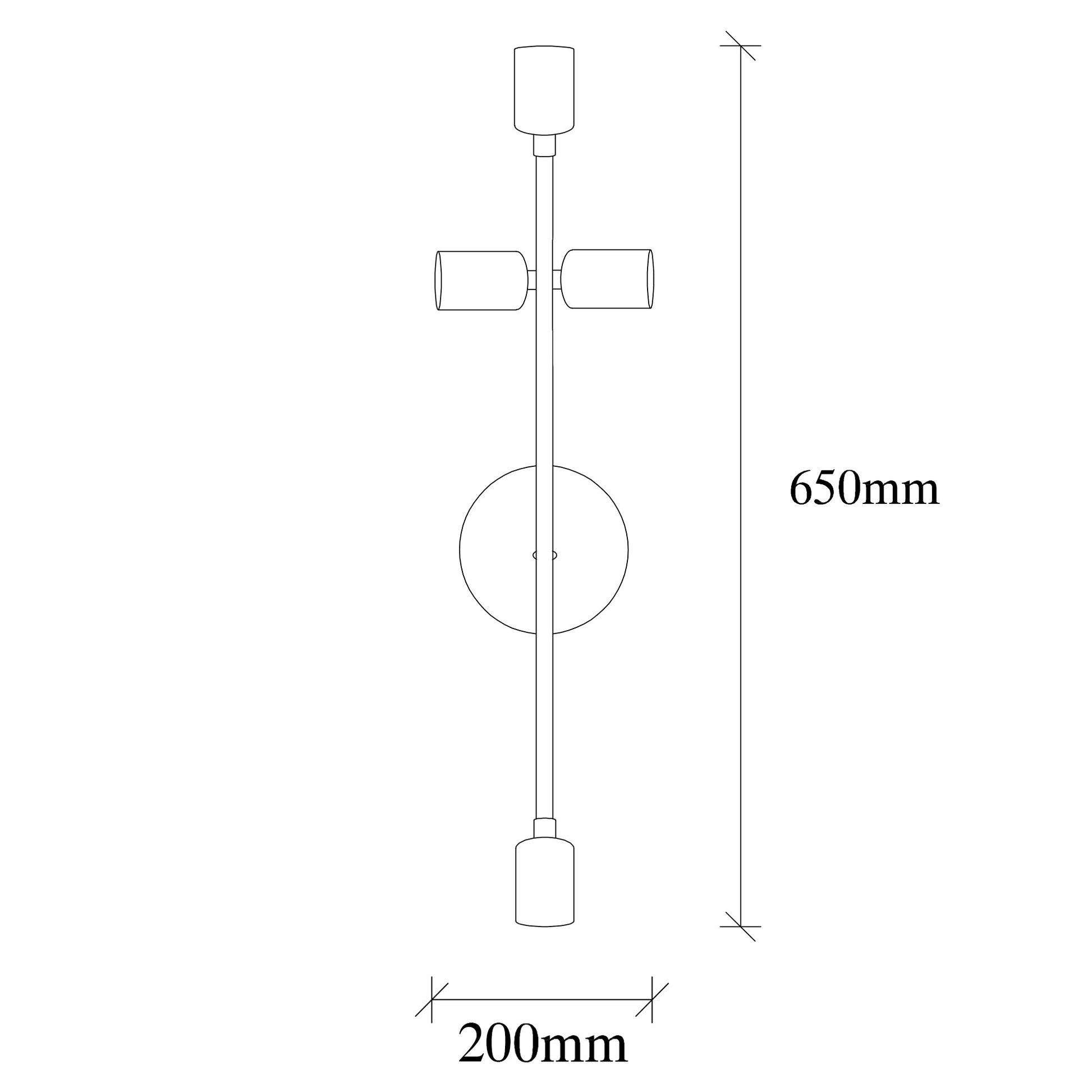 Aplique De Pared, Metal , Negro, 20x15x62, Casquillo 4 X E 27 Max 40 W_1