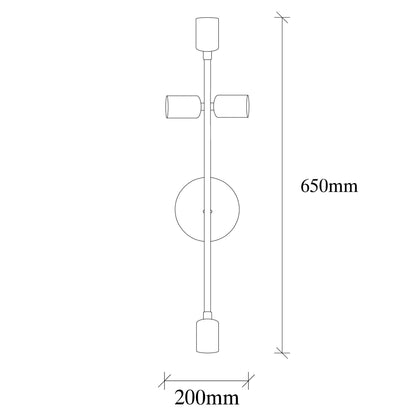 Aplique De Pared, Metal , Negro, 20x15x62, Casquillo 4 X E 27 Max 40 W_1