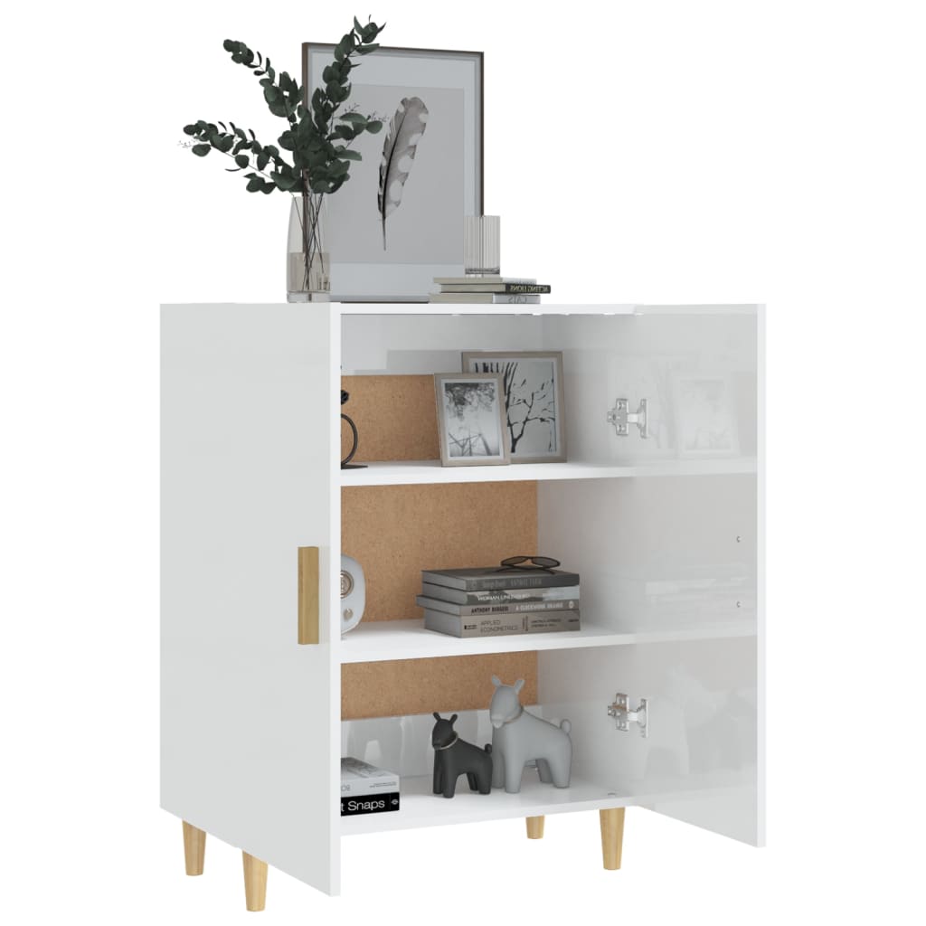Aparador De Madera Contrachapada Blanco Brillante 70x34x90 Cm / Vetonek_2