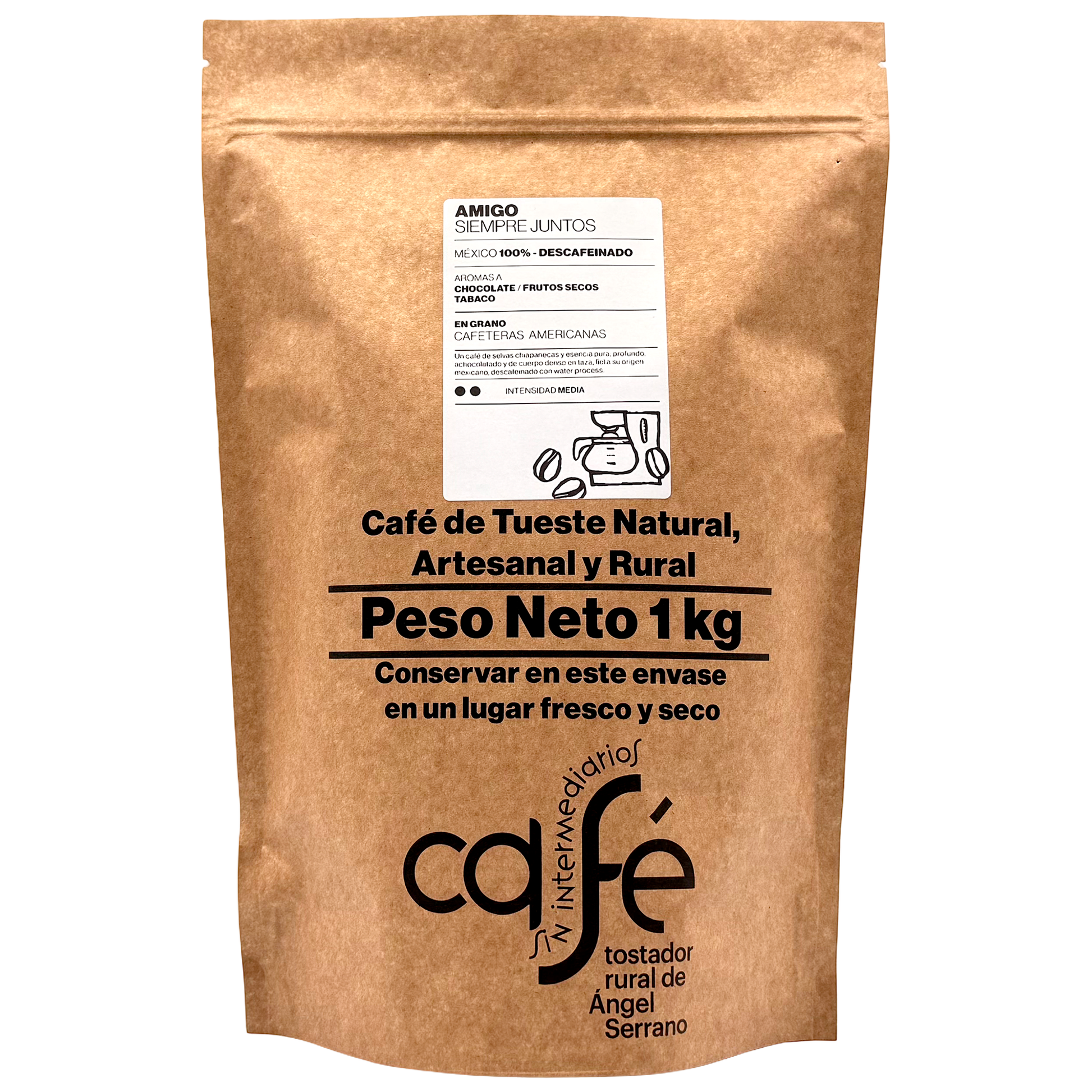 Cafe Sin Intermediarios Café Descafeinado Amigo En Grano Para Americana 1 Kg_0