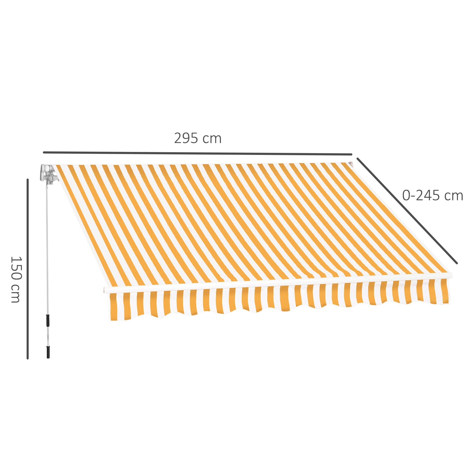 Outsunny Toldo Manual Retráctil Plegable Con Manivela Exterior 295x245cm Naranja_2