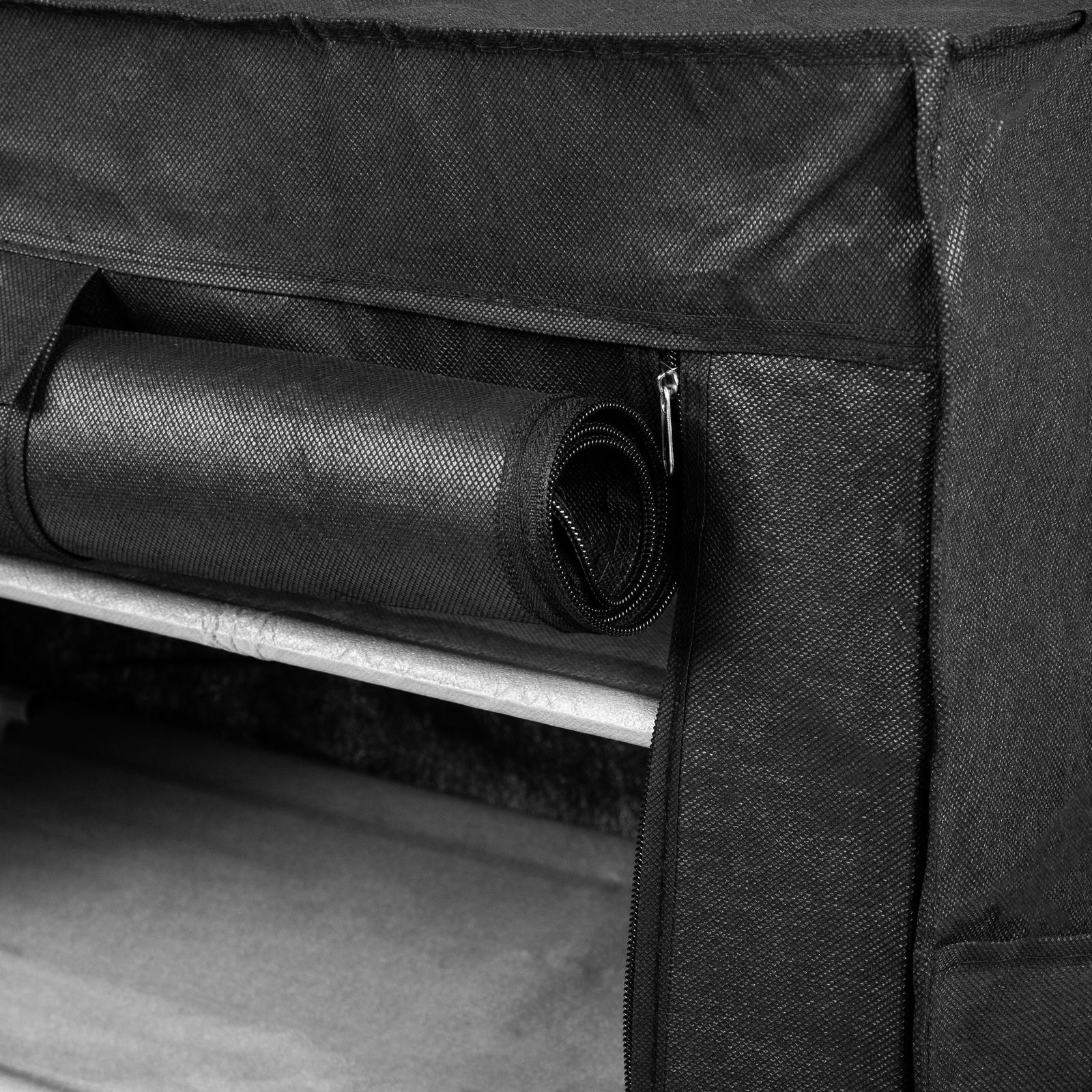 Armario Ropero Y Zapatero De Tela Desmontable 60 X 30 X 108 Cm Negro Con Puerta Enrollable_2