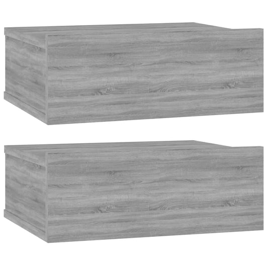 Mesita De Noche Flotante 2 Uds Madera Gris Sonoma 40x30x15 Cm_0