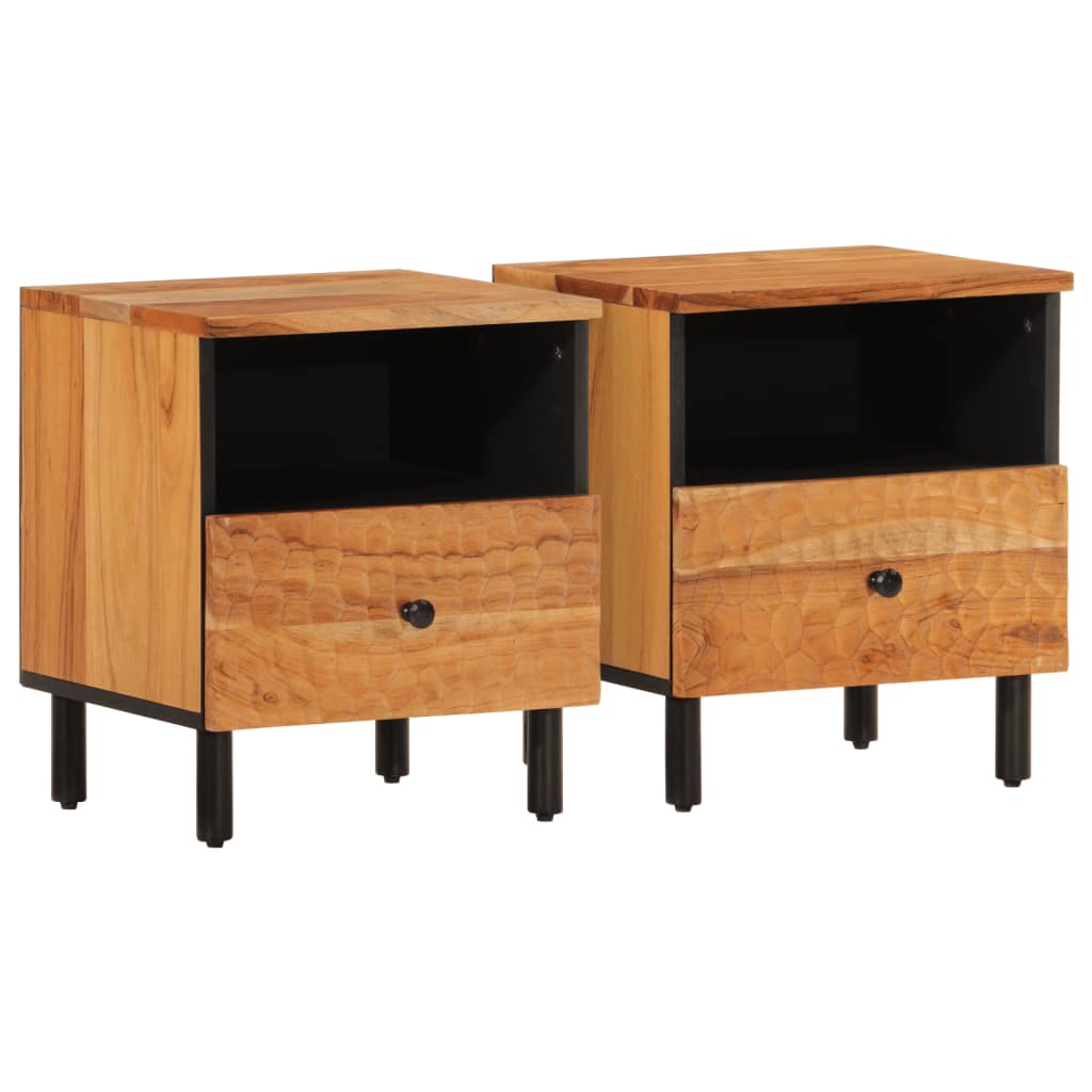Mesitas De Noche 2 Uds Madera Maciza De Acacia 40x33x46 Cm_0