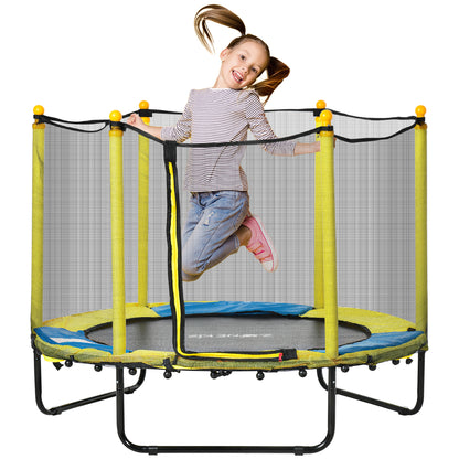 Zonekiz Cama Elástica Infantil Con Red De Seguridad Ø140x113 Cm Amarillo_0