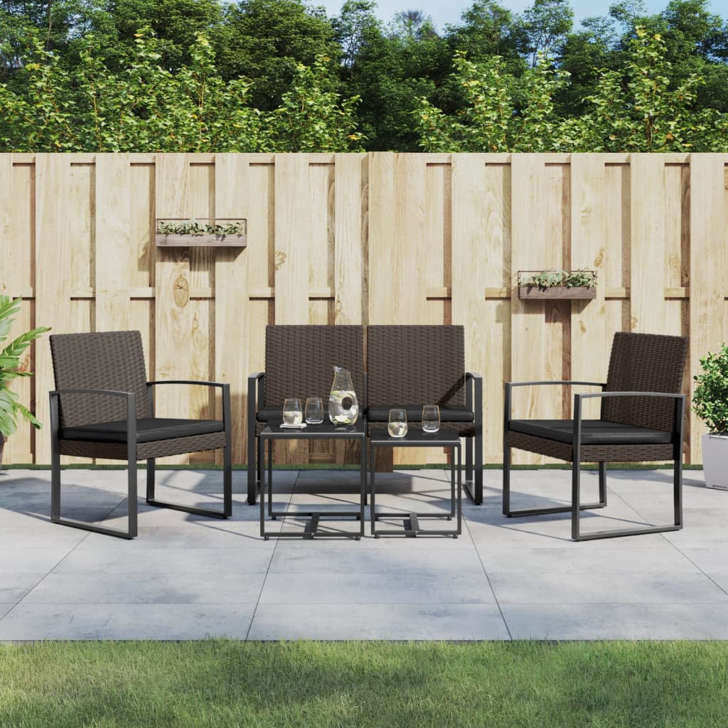 Vidaxl Set Comedor De Jardín 5 Pzas Y Cojines Pp Aspecto Ratán Marrón_1