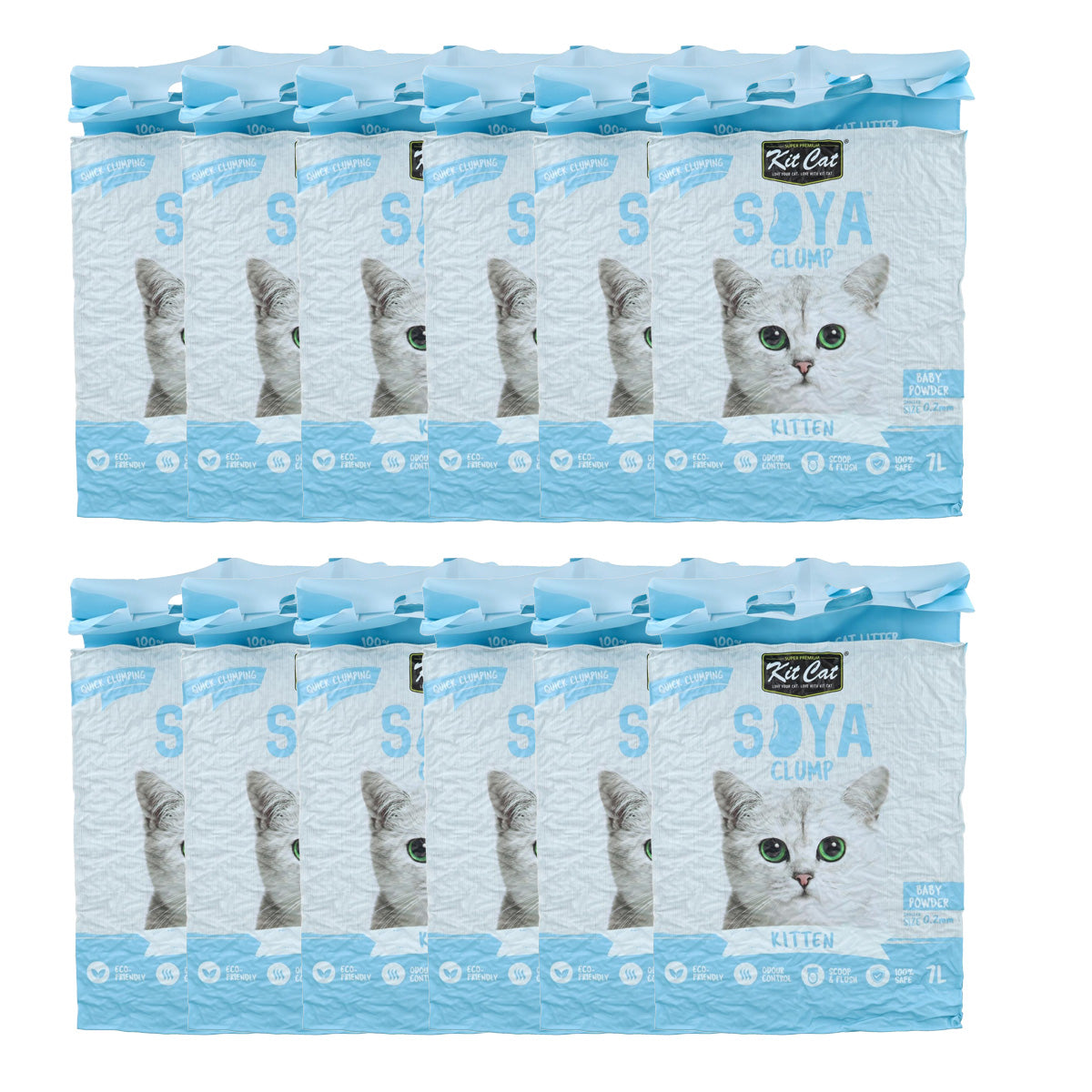 Kit Cat SoyaClump Pack Ahorro 12 - Kitten 7 L Arena Vegetal para gatos
