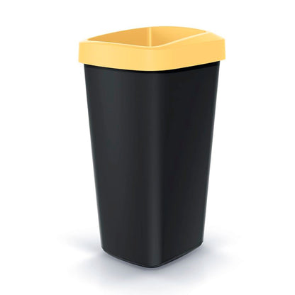 Cubo De Reciclaje 45l Keden En Plástico Con Práctica Tapa Abierta Color Amarillo._0