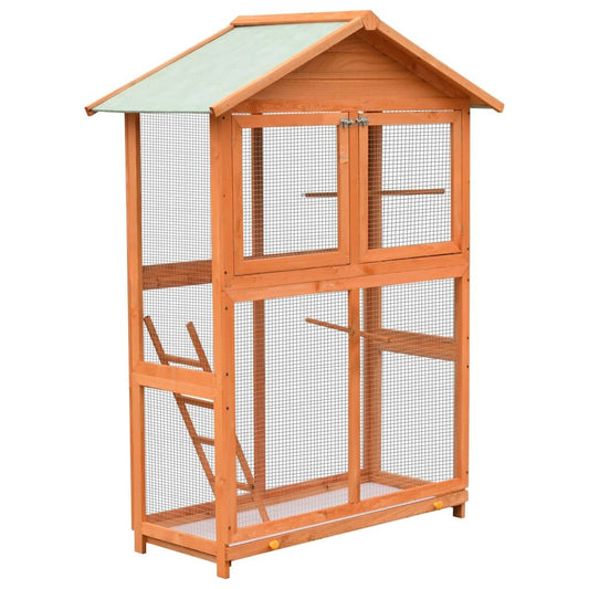 Vidaxl Jaula Para Pájaros Madera Maciza Pino Y Abeto 125,5x59,5x164 Cm_0