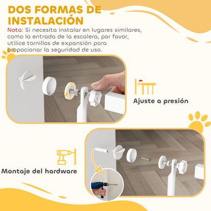 Pawhut Barrera Para Perros Con Ancho Ajustable 77-104 Cm Con Extensiones Blanco_5