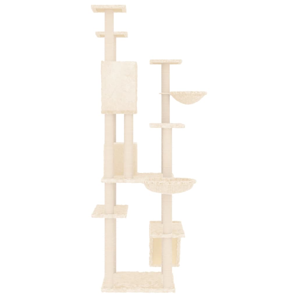Rascador Para Gatos Con Postes De Sisal Crema 191 Cm_3