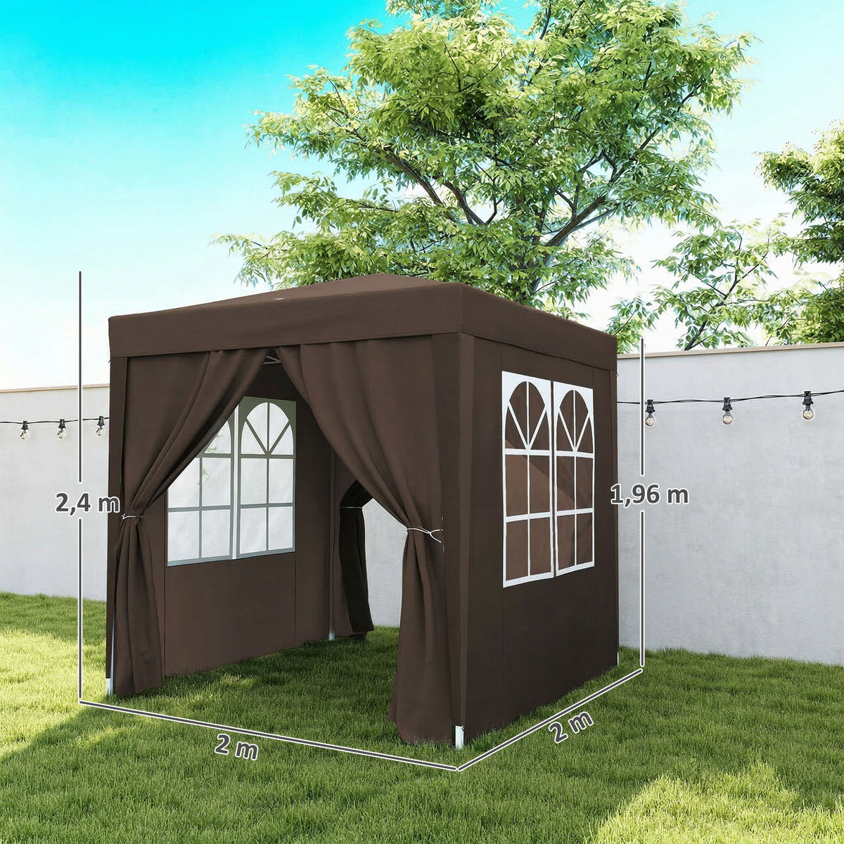 Carpa Plegable Outsunny Acero, Tela Oxford Marrón 200x200x240 Cm_2