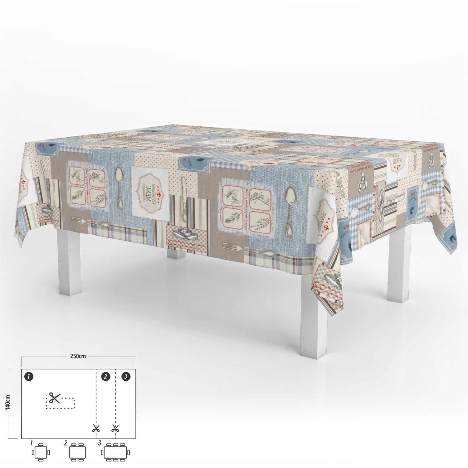 Mantel Hule Rectangular Menu Restaurante Impermeable Antimanchas Pvc 140x250 Cm.  Recortable Uso Interior Y Exterior_0