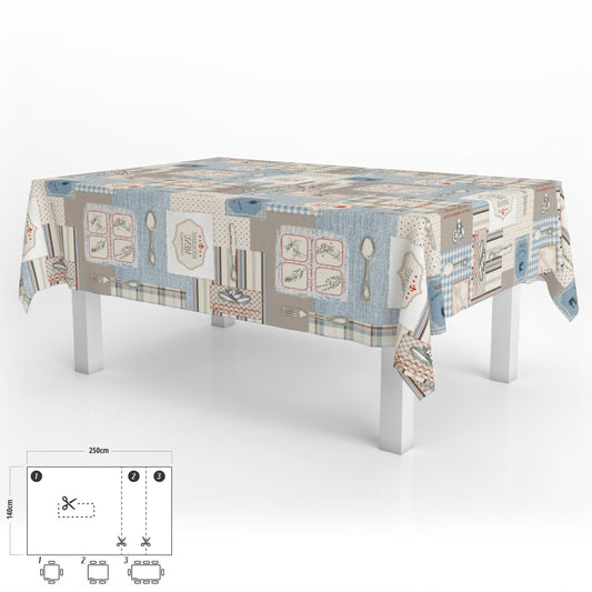 Mantel Hule Rectangular Menu Restaurante Impermeable Antimanchas Pvc 140x250 Cm.  Recortable Uso Interior Y Exterior_0
